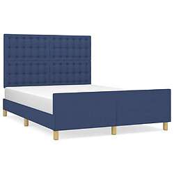 Maison Chic Lit adulte - Cadre Structure de lit avec tête de lit Contemporain Bleu 140x190 cm Tissu -MN11374