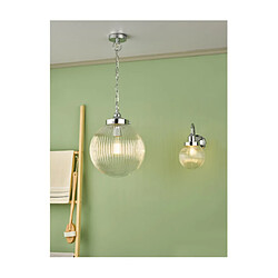 Luminaire Center Suspension Salle de bains Tamara Chrome poli, verre nervuré pas cher