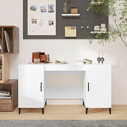 Maison Chic Bureau,Table de travail,bureau de travail pour chambre Blanc brillant 140x50x75 cm Bois d'ingénierie -GKD85472