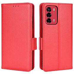 Etui en PU texture litchi avec support, rouge pour votre ZTE Blade A72/Blade V40 Vita