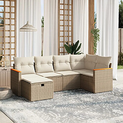 vidaXL Salon de jardin avec coussins 6 pcs beige résine tressée