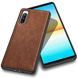 Coque en TPU + PU anti-chute, anti-empreintes digitales, style rétro pour votre Sony Xperia 10 III 5G/10 III Lite - marron