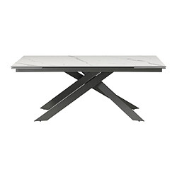 Avis Vente-Unique Table à manger extensible 8 à 12 personnes en céramique, verre trempé et métal - Effet marbre blanc et anthracite - COREMA de Maison Céphy