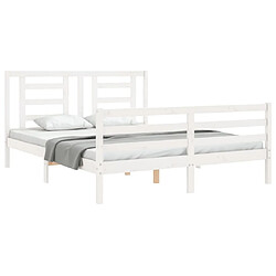 Acheter Maison Chic Lit adulte - Cadre Structure de lit avec tête de lit Contemporain blanc 160x200 cm bois massif -MN99145