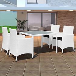 Maison Chic Salon de jardin 5 pcs - Table et chaises d'extérieur - Mobilier/Meubles de jardin Moderne Résine tressée Blanc-crème -MN14740