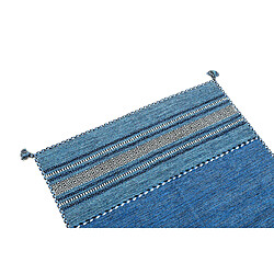 Alter Tapis moderne Kansas, style kilim, 100% coton, bleu, 230x160cm