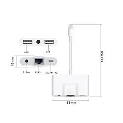 Multifonction 5 en 1 Lightning RJ45 Adaptateur rapide Adaptateur de carte Ethernet mobile pour Apple Mobile