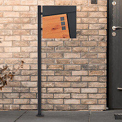 Boîte aux lettres 37x36,5x11 cm anthracite/imitation bois en acier ML-Design