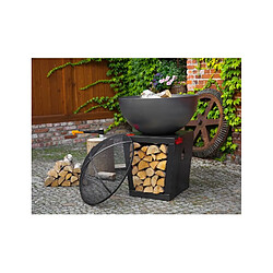 Farm-Mdlt Braséro Barbecue Premium << SANTOS >> 85 cm avec plaque de cuisson et range bois