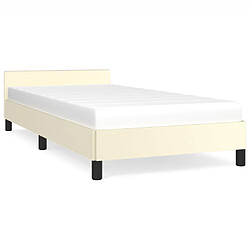 vidaXL Cadre de lit avec tête de lit sans matelas crème 90x190 cm