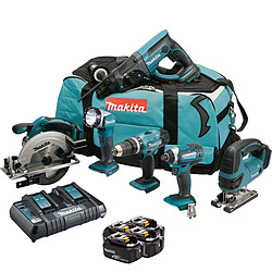 Pack 6 Outils MAKITA DLX6068PT 18 V li-ion (3 x 5.0 Ah) avec Chargeur Double