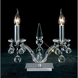 Luminaire Center Lampe de Table Tara 2 Ampoules chrome poli/cristal