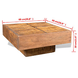 vidaXL Table basse carrée Marron Bois massif de manguier pas cher