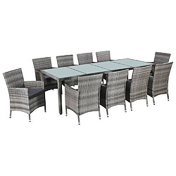 Maison Chic Mobilier à dîner de jardin 11 pcs et coussins Résine tressée Gris -MN46542