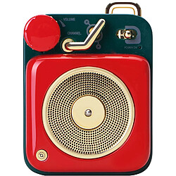 Chrono Rétro Haut-Parleur Bluetooth- Button Haut-Parleur sans Fil Bluetooth-Portable Rétro Vintage Loudspeaker-Enceinte Portable Bluetooth pour Maison Bureau Cuisine Voyages et l'extérieur,Rouge