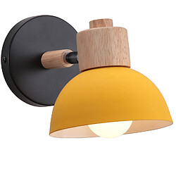 Stoex 15CM Applique Murale Rétro Moderne Applique Murale en Bois Et Métal, Angle Réglable, Lampe Murale Simple Pour Salon, Chambre À Coucher (Jaune) E27