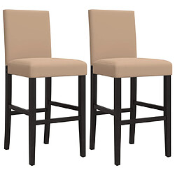 vidaXL Chaises de bar lot de 2 bois massif d'hévéa et similicuir