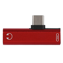 Wewoo Adaptateur d'écoute de charge Jack 3.5mm femelle USB-C / Type-C vers USB-C / Type-C (Rouge)