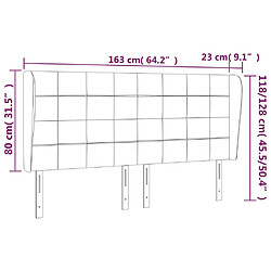 Acheter vidaXL Tête de lit avec oreilles Gris foncé 163x23x118/128 cm Tissu