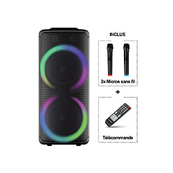 Acheter Marlone Enceinte Bluetooth 5.0 100W avec 2 Micros Sans Fil Modèle Booster Noir