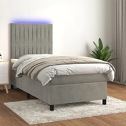 vidaXL Sommier à lattes de lit matelas LED Gris clair 90x200cm Velours