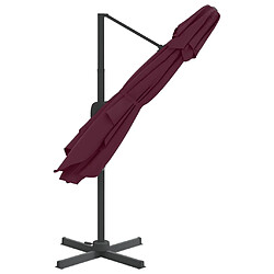 Helloshop26 Parasol meuble de jardin cantilever à double toit 400 x 300 cm bordeaux rouge 02_0008156 pas cher