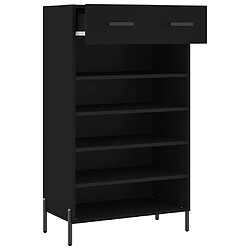 Maison Chic Armoire à Chaussures Noir,Meuble de Rangement à Chaussures 60x35x105 cm bois d'ingénierie -MN10482 pas cher