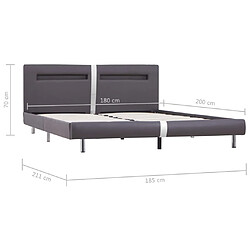 vidaXL Cadre de lit avec LED sans matelas gris 180x200cm similicuir pas cher