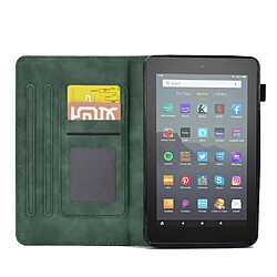 Etui en PU motif en forme de cœur avec support et porte-cartes pour votre Amazon Fire 7 (2015)/(2017)/(2019) - vert