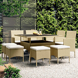 Maison Chic Ensemble de salle à manger de jardin 9 pcs,Table et chaises d'extérieur Résine tressée Beige -GKD601189