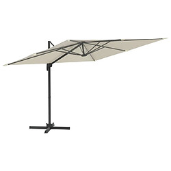 Helloshop26 Parasol meuble de jardin déporté avec mât en aluminium blanc 400 x 300 cm sable 02_0008490