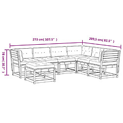 vidaXL Salon de jardin 7 pcs avec coussins blanc bois de pin massif pas cher