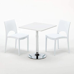 Avis Grand Soleil Table Carrèe Blanc + 2 Chaises Colorées