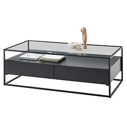 Pegane Table basse avec rangements en bois et métal coloris noir mat - L.120 x H.40 x P.60 cm