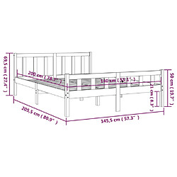 vidaXL Cadre de lit sans matelas marron miel bois massif 140x200 cm pas cher