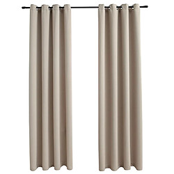 vidaXL Rideaux occultants avec anneaux en métal 2 pcs Beige 140x175 cm