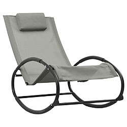 Maison Chic Chaise longue avec oreiller | Bain de soleil Relax | Transat acier et textilène gris -GKD62708