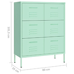 vidaXL Armoire à tiroirs Vert menthe 80x35x101,5 cm Acier pas cher