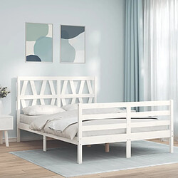 Maison Chic Lit adulte - Cadre Structure de lit avec tête de lit Contemporain blanc 120x200 cm bois massif -MN37579