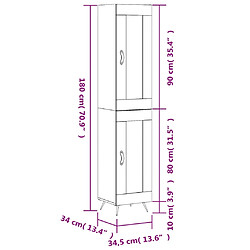 vidaXL Buffet haut Chêne marron 34,5x34x180 cm Bois d'ingénierie pas cher