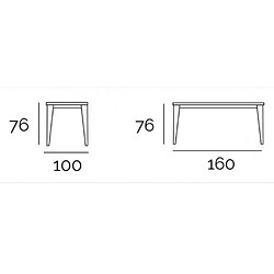 Inside 75 Table repas GEO 6 couverts 160 x 100 x 76 cm pieds chêne plateau céramique noir