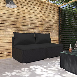 Maison Chic Salon de jardin 2 pcs avec coussins - Table et chaises d'extérieur - Mobilier/Meubles de jardin Moderne Résine tressée Noir -MN63217