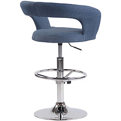 Decoshop26 Lot de 2 tabourets de bar assise moderne en tissu bleu pieds et repose-pieds en métal chromé 10_0004223 pas cher