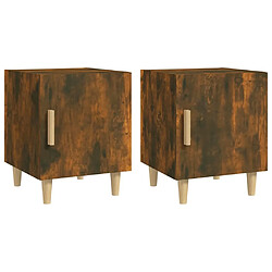 Maison Chic Lot de 2 Tables de chevet - Tables de Nuit Chêne fumé Bois d'ingénierie