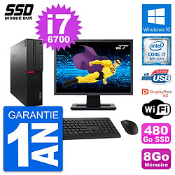 PC Lenovo M800 SFF Ecran 27" Intel i7-6700 RAM 8Go SSD 480Go Windows 10 Wifi - Occasion