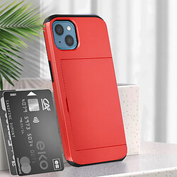 Avizar Coque iPhone 13 Mini avec Rangement Carte Coulissant Antichoc Defender Rouge pas cher