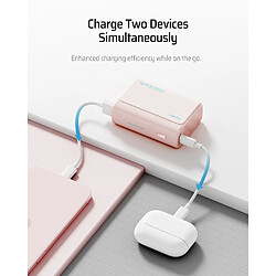 SANAG Powerbank 10 000 Mah, 30 W, Power Bank Usb C, Avec 2 Ports, Batterie Externe Pour Téléphone Portable, Iphone, Samsung, Vivo, Oppo, Ipad Air/Pro, Xiaomi, Macbook (Rose)