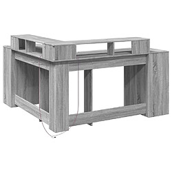 Acheter Helloshop26 Bureau table poste de travail meuble d'ordinateur informatique étude et lumières LED sonoma 152 x 152 x 91cm bois ingénierie gris 02_0023808