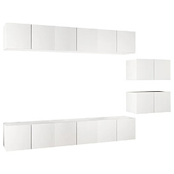 Maison Chic Meubles TV 8 pcs | Banc TV Moderne pour salon | Meuble de Rangement Blanc Aggloméré -MN81839