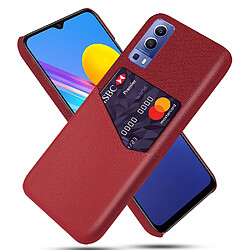 Coque en TPU + PU Hybride de tissu de fente pour carte rouge pour votre Vivo Y72 5G